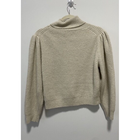 J. Crew Women's Cropped Puff-Sleeve Turtleneck Sweater Size L Alpaca Blend Soft - Picture 4 of 9